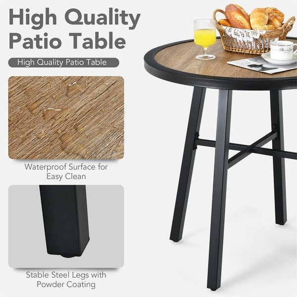 29 Inch Patio Round Bistro Metal Table with Heavy-Duty Steel Frame