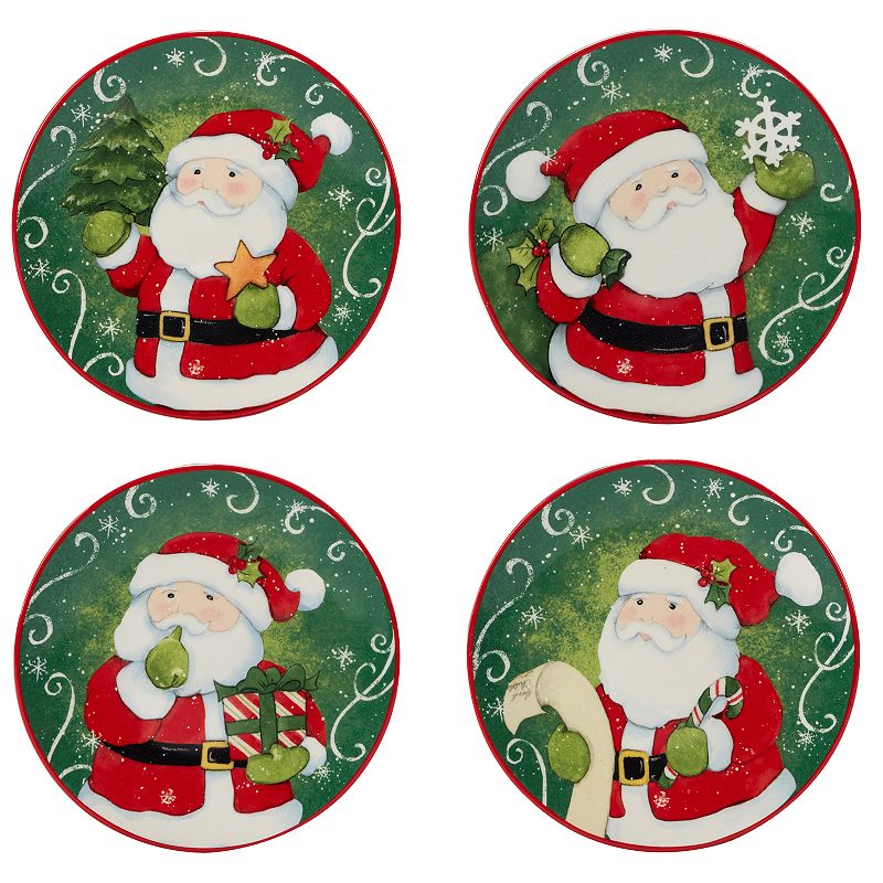 Certified International Holiday Magic Santa 4-pc. Canape Plate Set