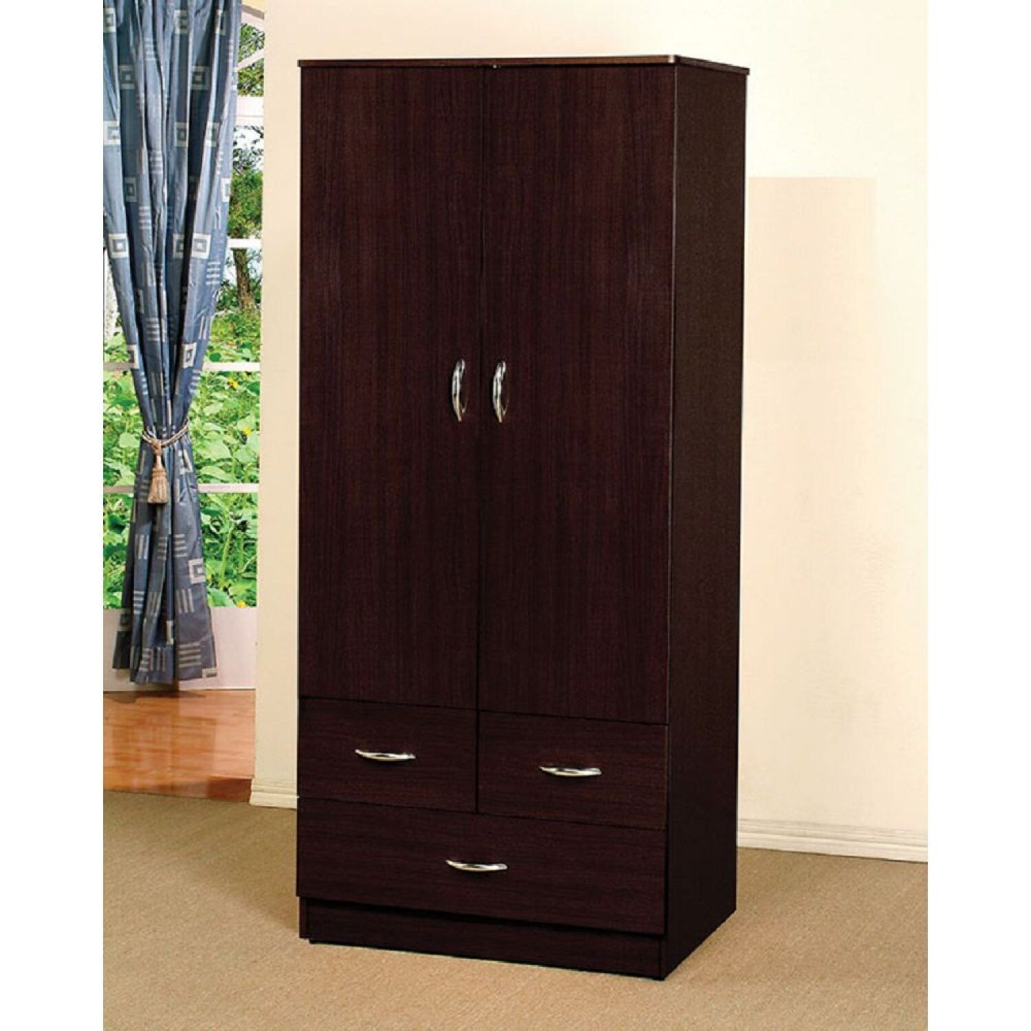 Yorktown Wardrobe with Three Drawers in Espresso - - 35807366