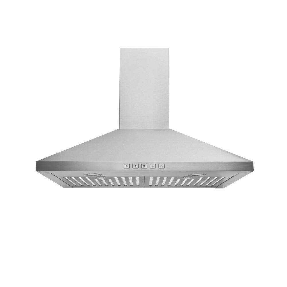 BroanNuTone BWP2 30 in 630 Max Blower CFM Convertible WallMount Pyramidal Chimney Range Hood with Light in Stainless Steel