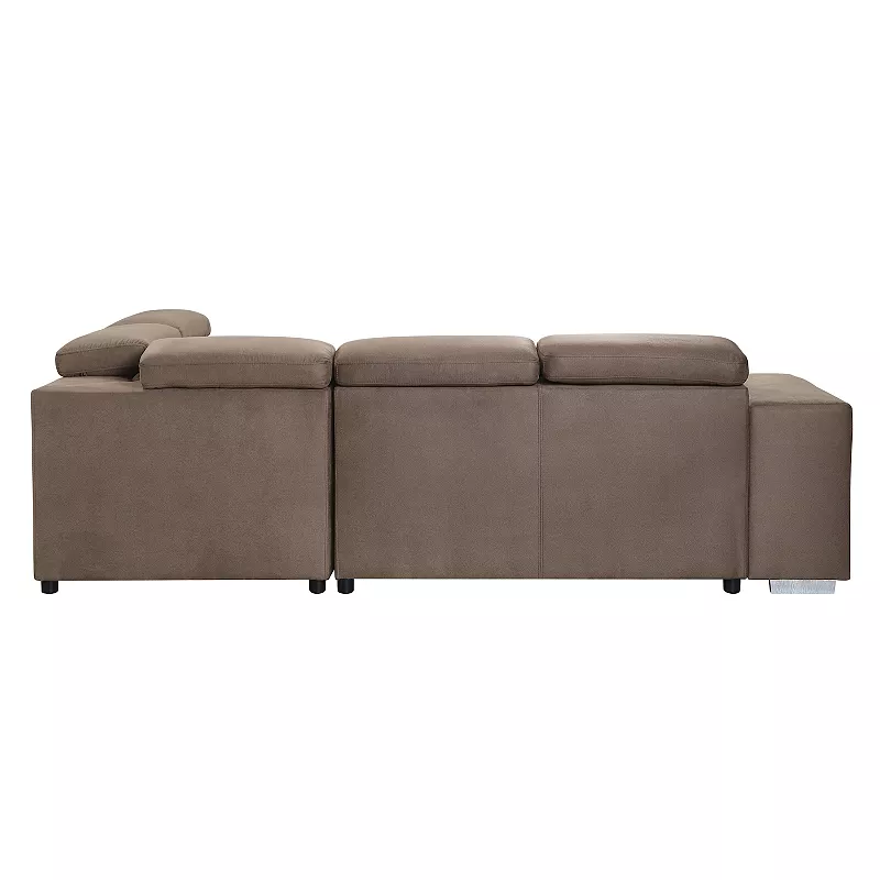 F.c Design Sectional  Sleeper Sofa With 2 Pullout Stools Fabric