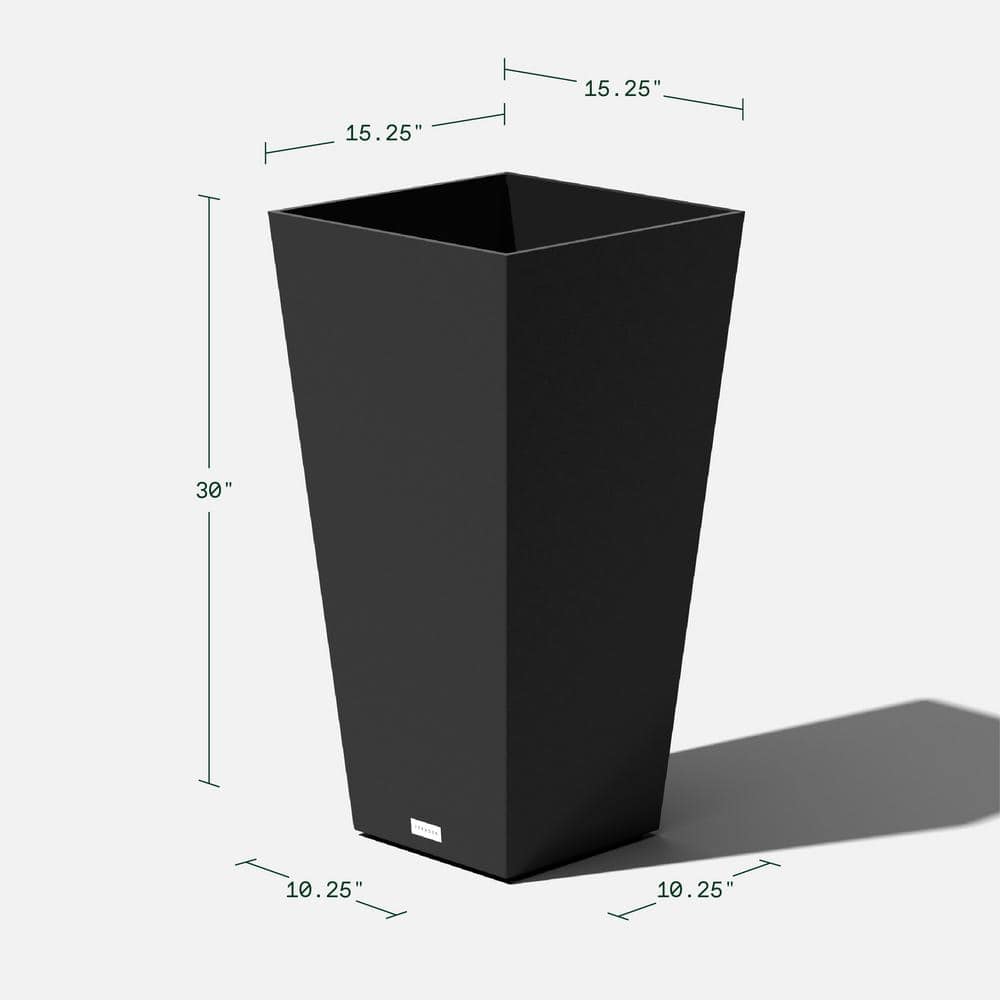 Veradek Midland 30 in. Black Plastic Tall Square Planter MV32B