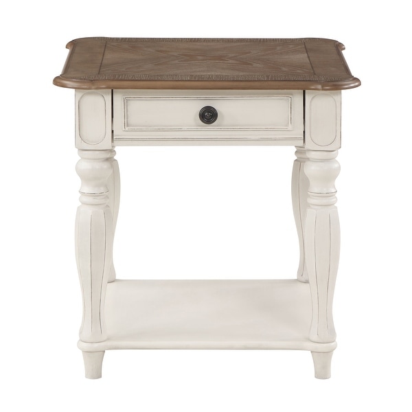 ACME Florian End Table in Oak and Antique White