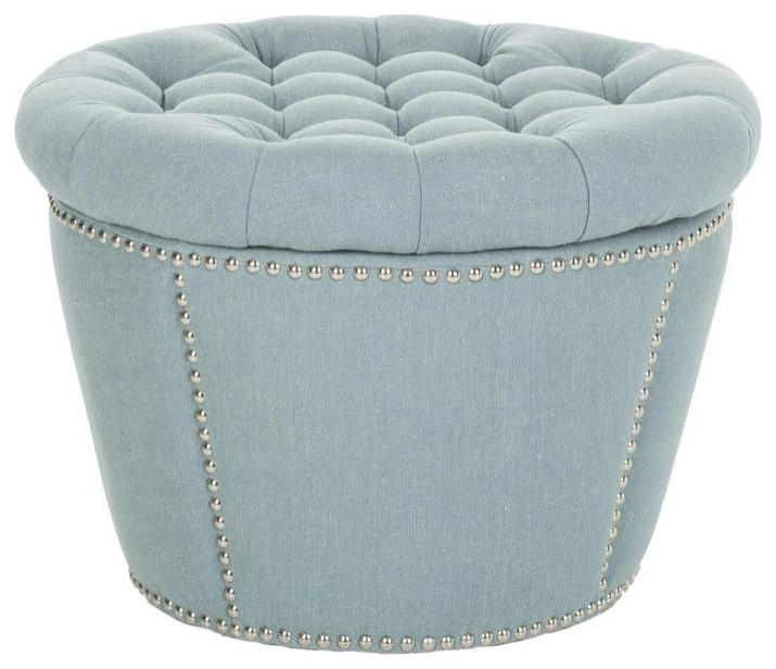 Sadie Ottoman Silver Nail Heads Sky Blue   Transitional   Footstools And Ottomans   by V.S.D Furniture  Houzz