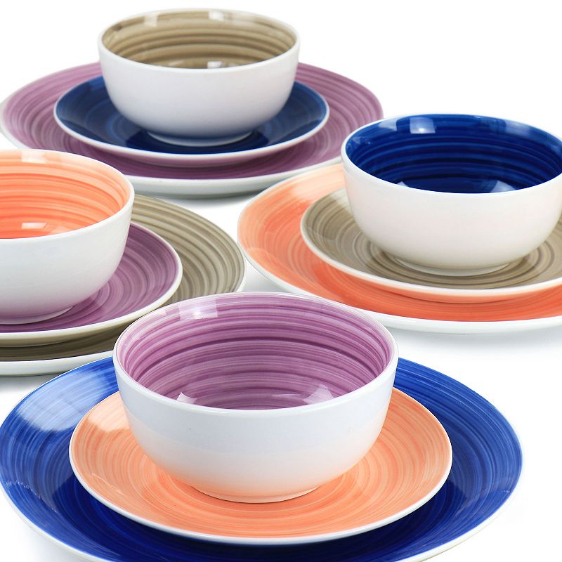 Gibson Home Color Vibes Fine Ceramic 12 Piece Dinnerware Set