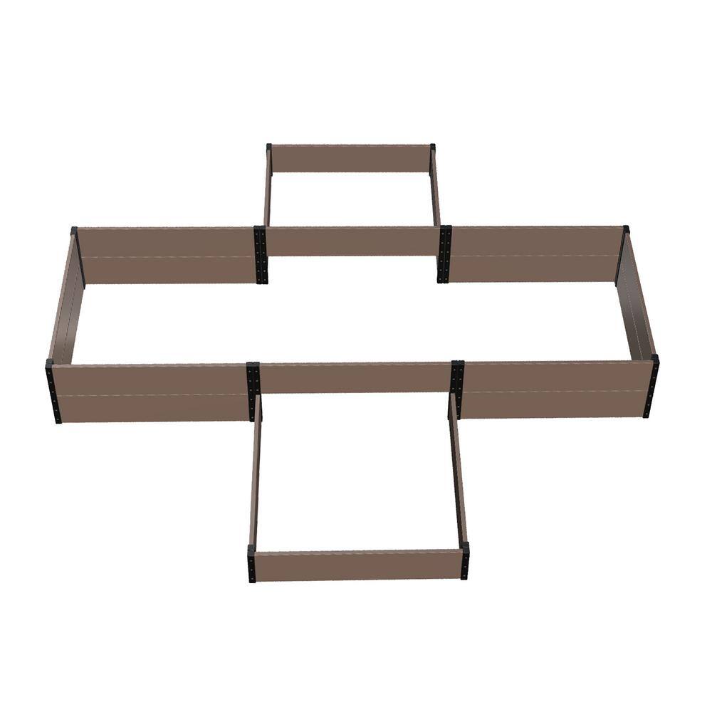 EverBloom 108 in. D x 14 in. H x 110 in. W Brown and Black Composite Board and Steel Terraced Cross Shape Garden Bed K2203