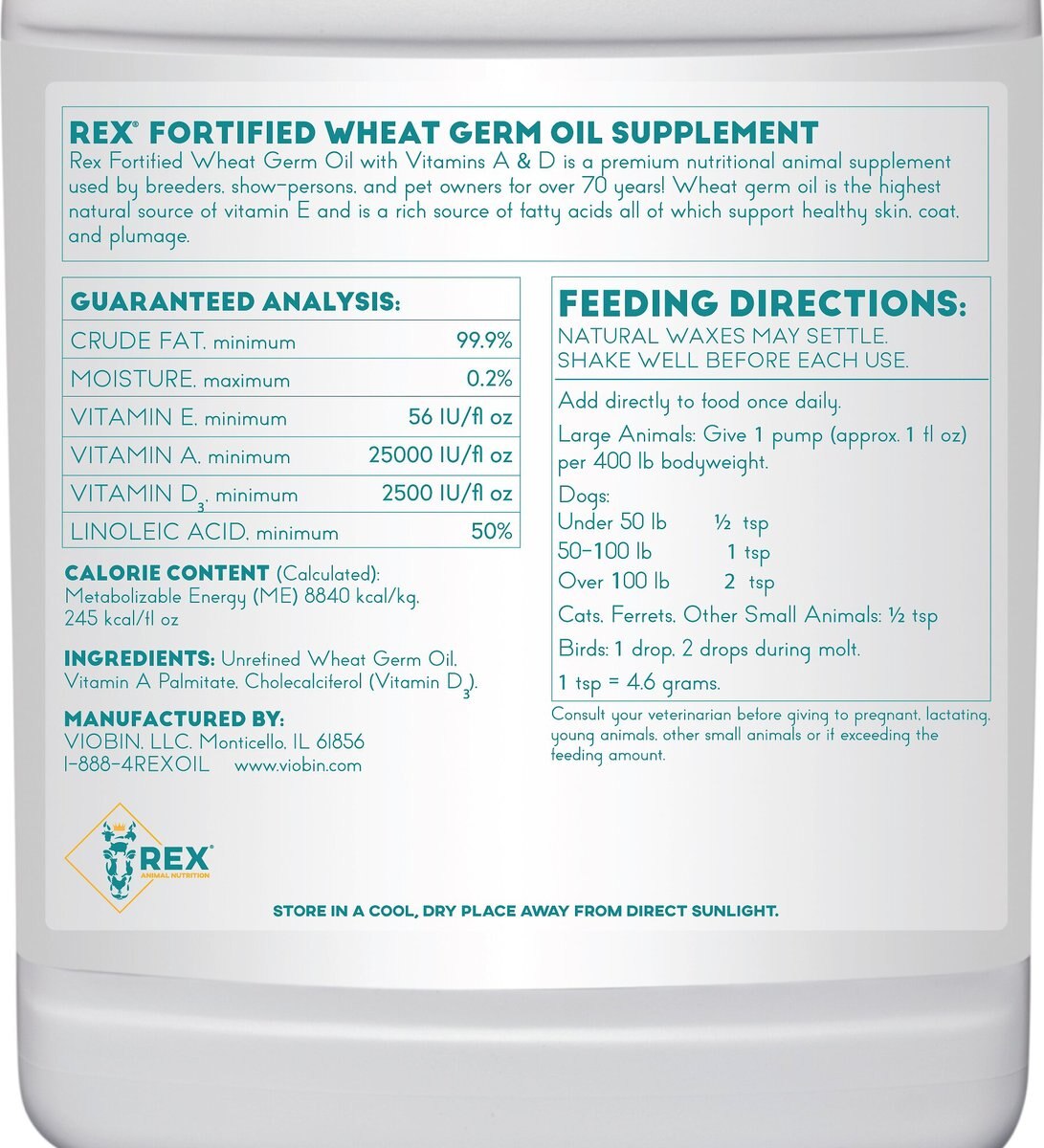 REX (Animal) Fortified Wheat Germ Oil Supplement