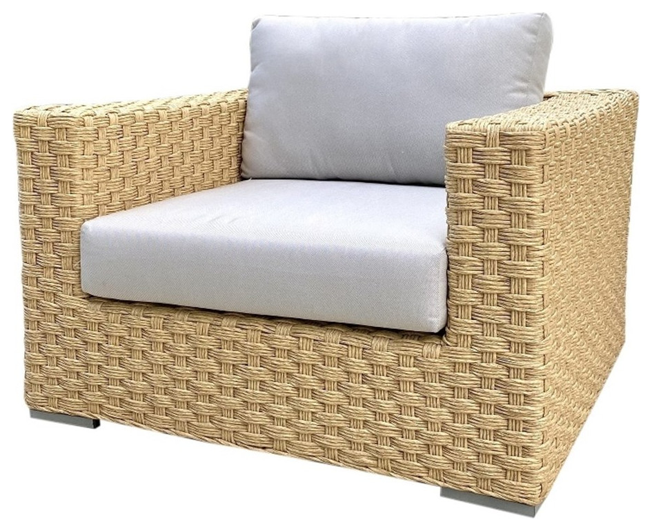 Teva Furniture Malibu Wicker Club Chair with Cushion   Tropical   Armchairs And Accent Chairs   by Homesquare  Houzz