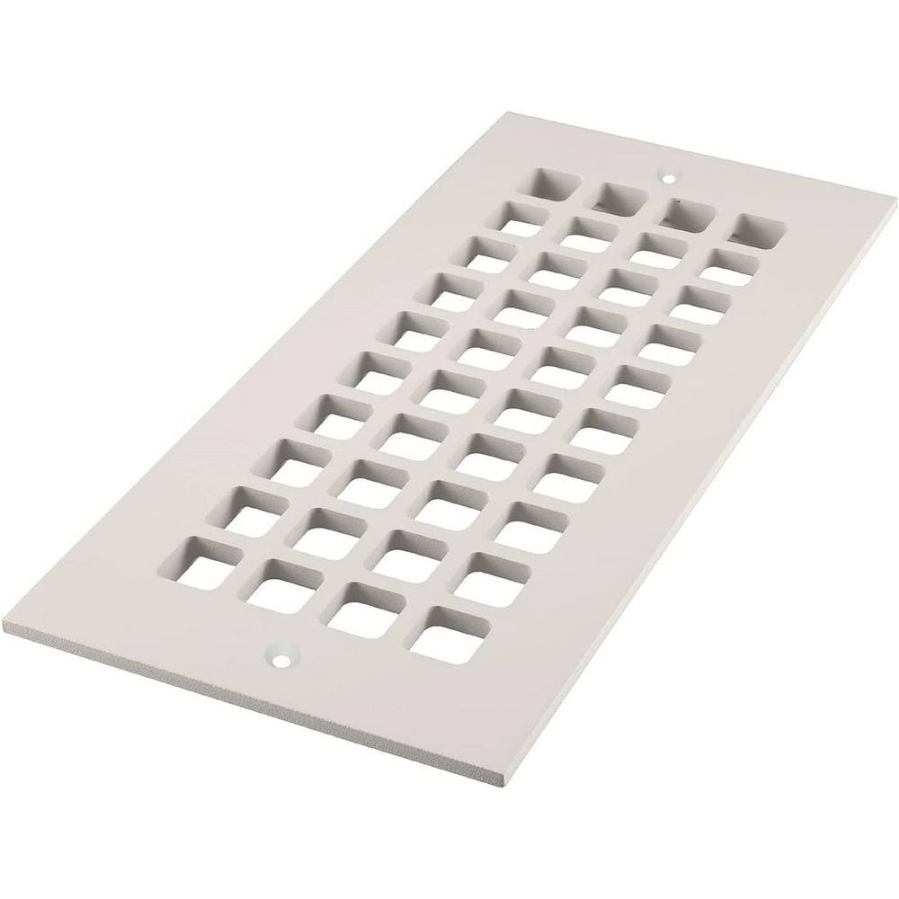 Reggio Registers Square Series 12 in. x 4 in. White Aluminum Grille Vent Cover for Home Floors and Walls with Mounting Holes G614-AWH