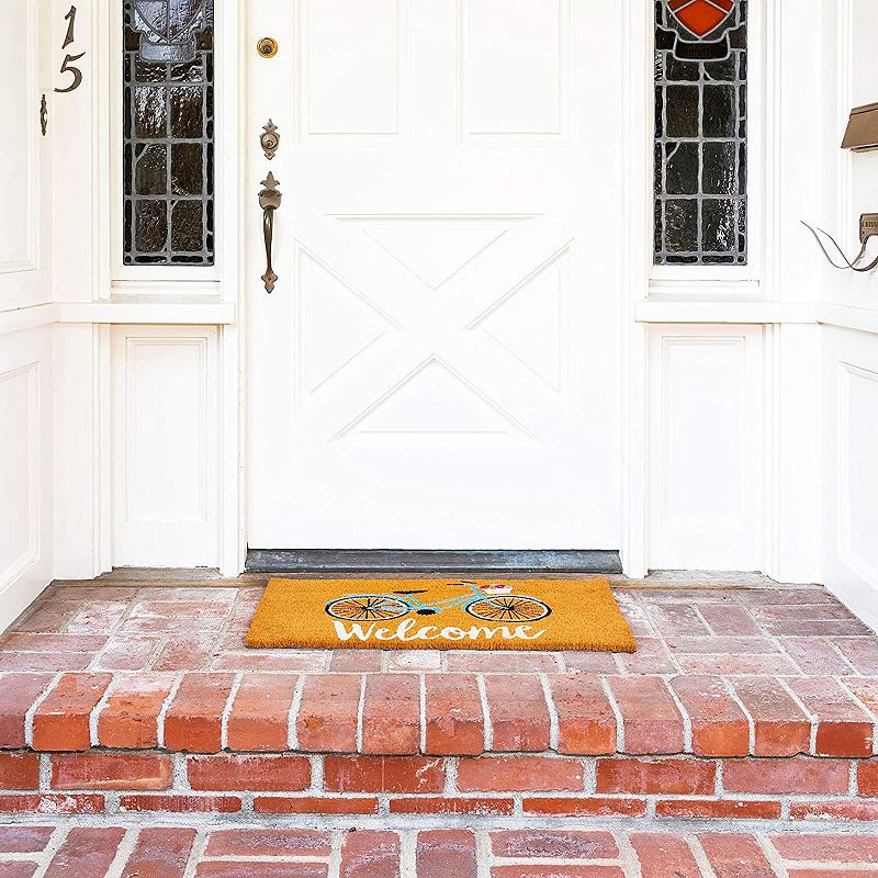 Natural Coir Doormat， Bicycle Welcome Mat (30 x 17 Inches)