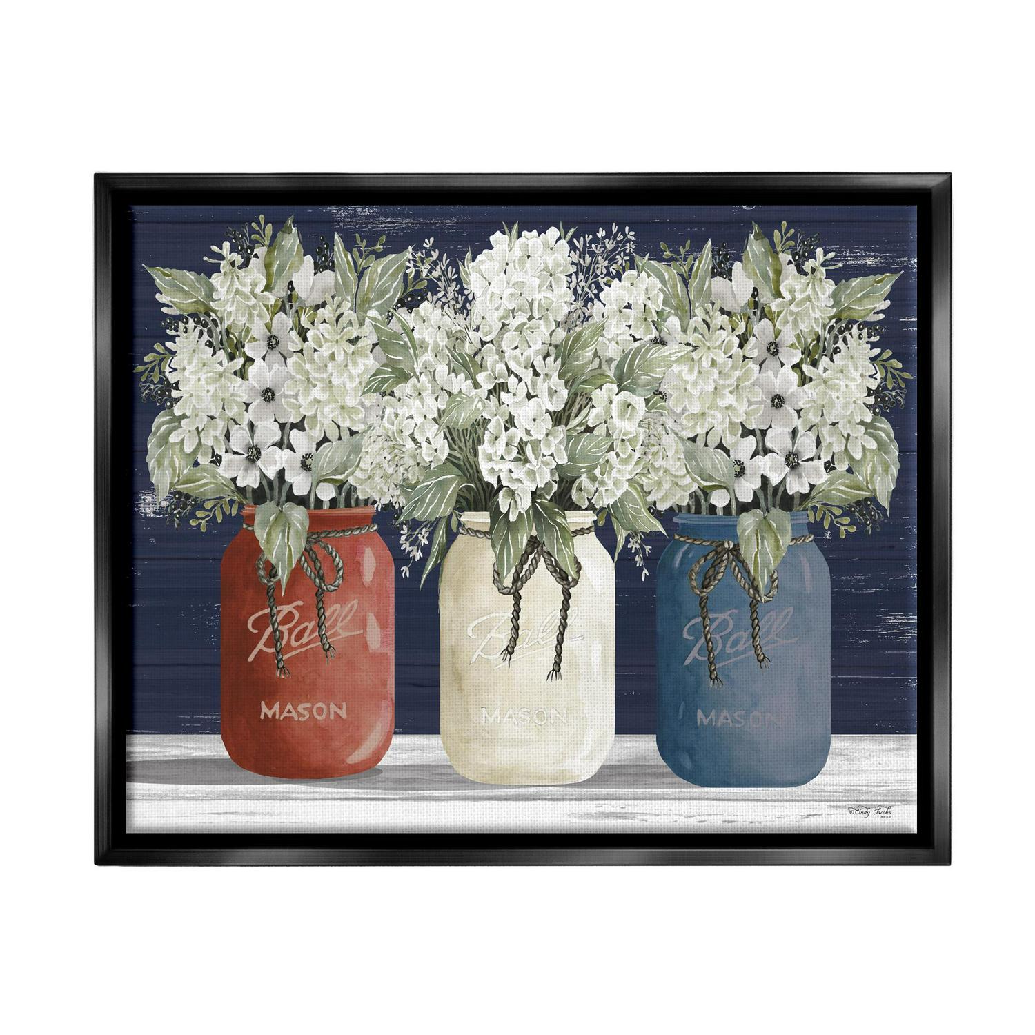 Stupell Industries Americana Floral Bouquets Rustic Flowers Country Pride Jet Black Framed Floating Canvas Wall Art 1621520 by Cindy Jacobs  Crowdfused