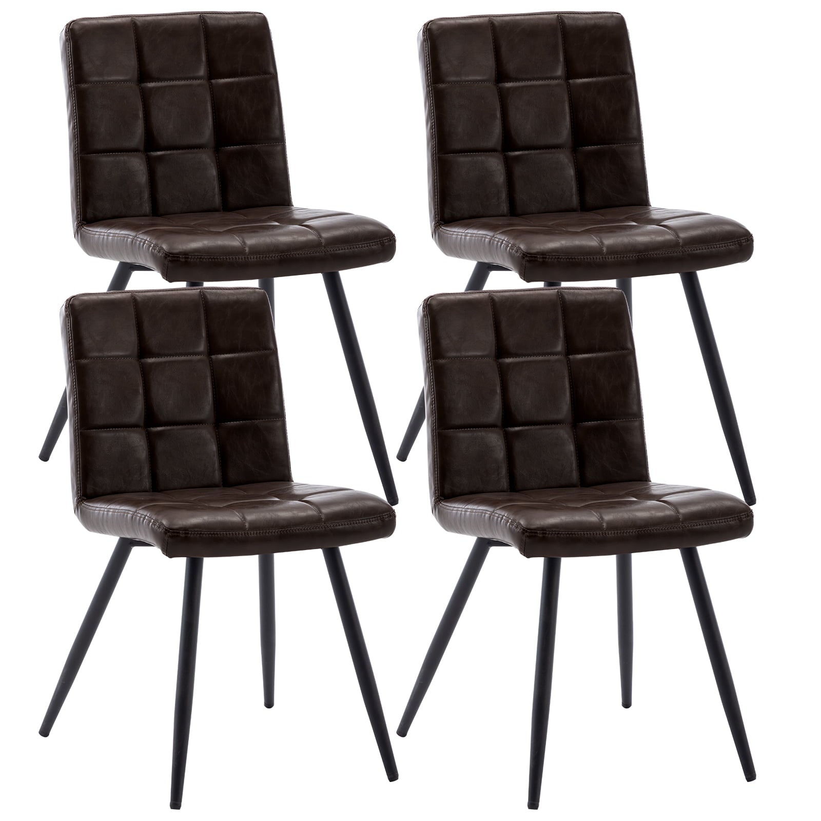 Duhome Dining Chairs Set of 4， Faux Leather Dining Room Set Tufted Upholstered Side Chairs for Kitchen， Dark Brown