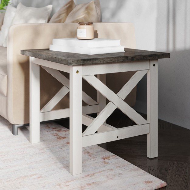 Emma And Oliver Solid Wood Farmhouse Style End Table