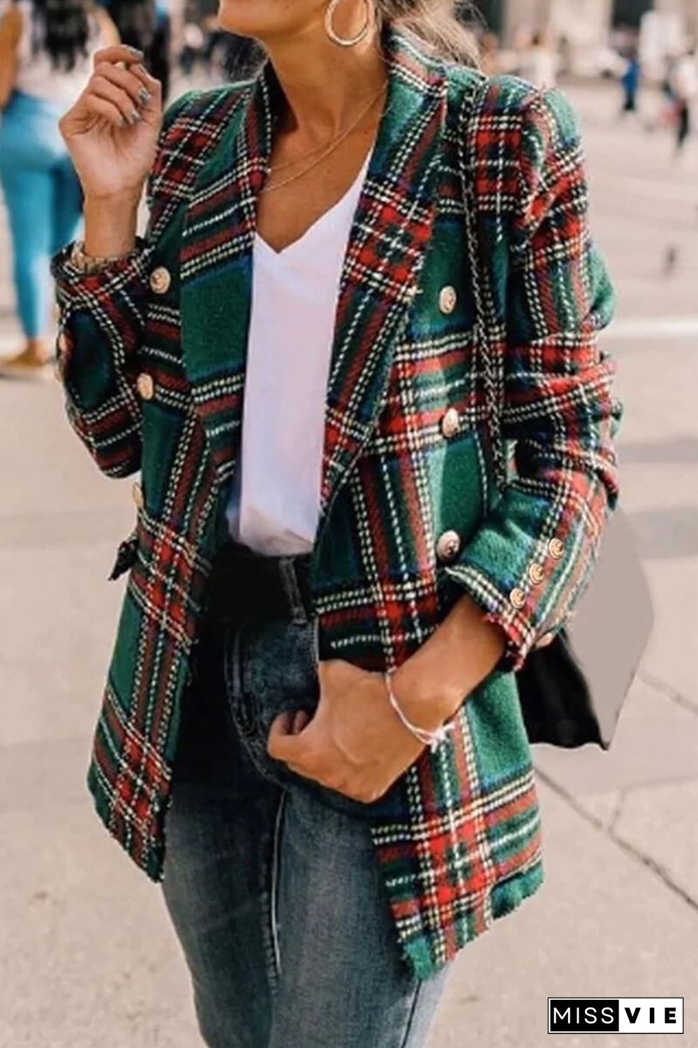 Grid Plaid Green Blazer