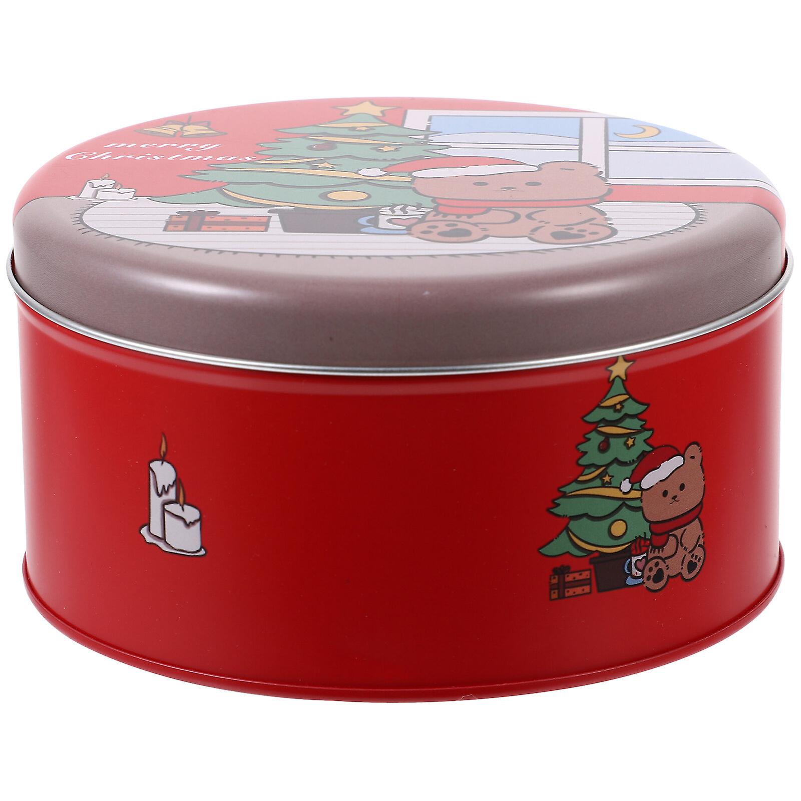 Christmas Cookie Tin Festive Cookie Packing Box Holiday Gift Candy Storage Box