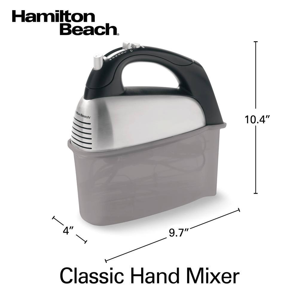 Hamilton Beach Classic 6-Speed Stainless Steel Hand Mixer with Snap on Storage Case 62650