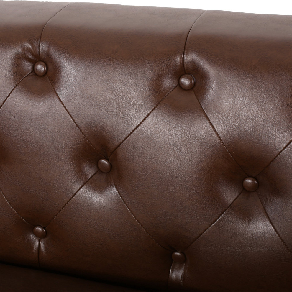 Elegant Classic Sofa  Diamond Button Tufted Back  ampSquare Arms   Midcentury   Sofas   by Decorn  Houzz