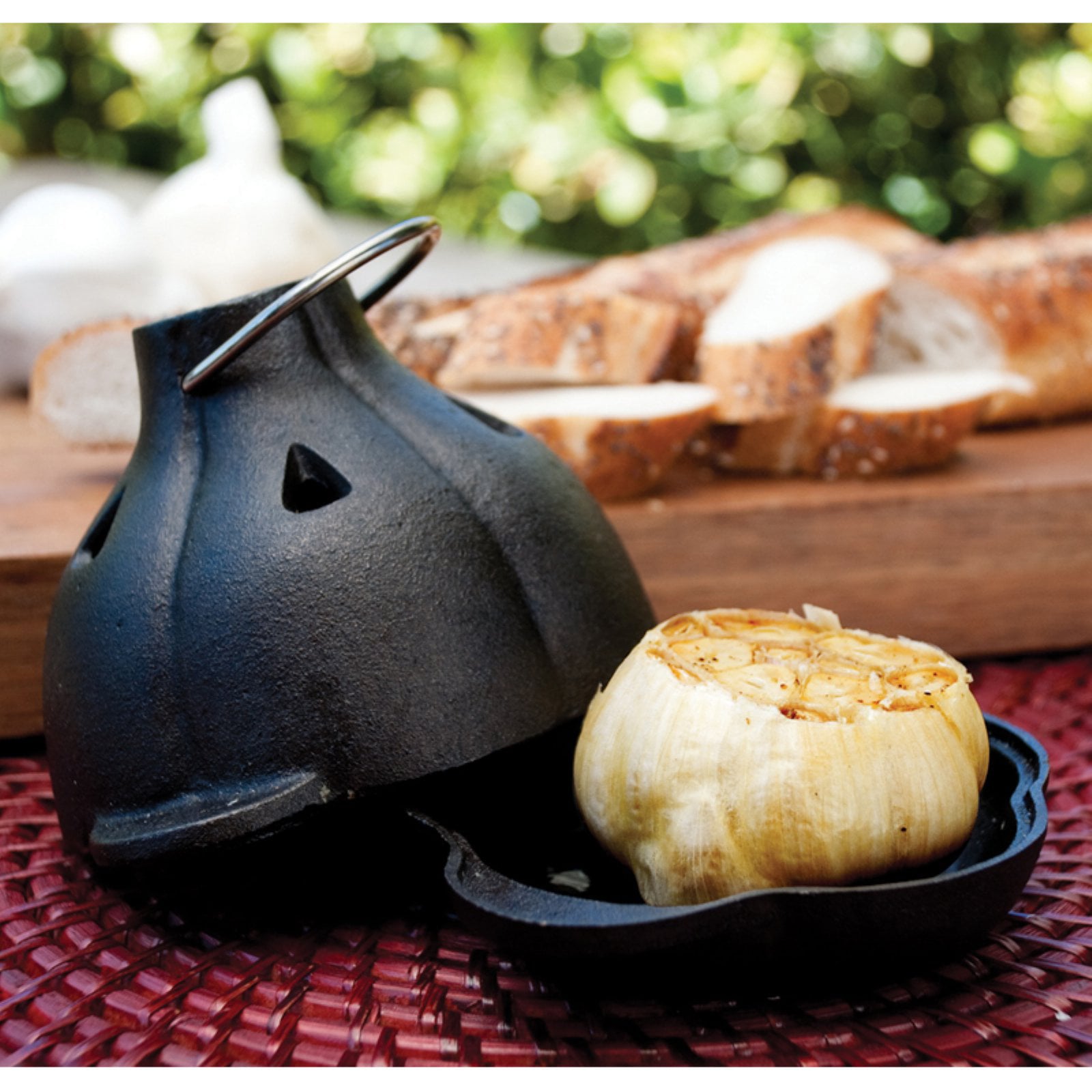 Charcoal Companion Cast Iron Garlic Roaster and Squeezer Set - For Kitchen or Grill