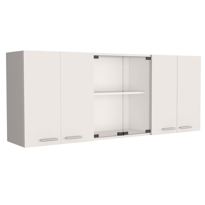 Home Square 2-Piece Set with Wall Cabinet and Kitchen Cart in White