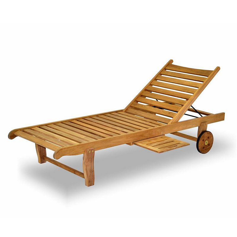 Amazonia Teak 2-pc. Teak Windu Chaise Wheeled Outdoor Lounge Chair Set