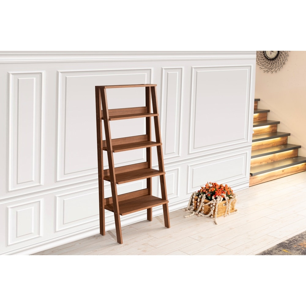 5 Tier Modern Ladder Bookshelf  Wood Frame Bookshelf for Small Spaces in your Living Rooms  Office Furniture Bookcase