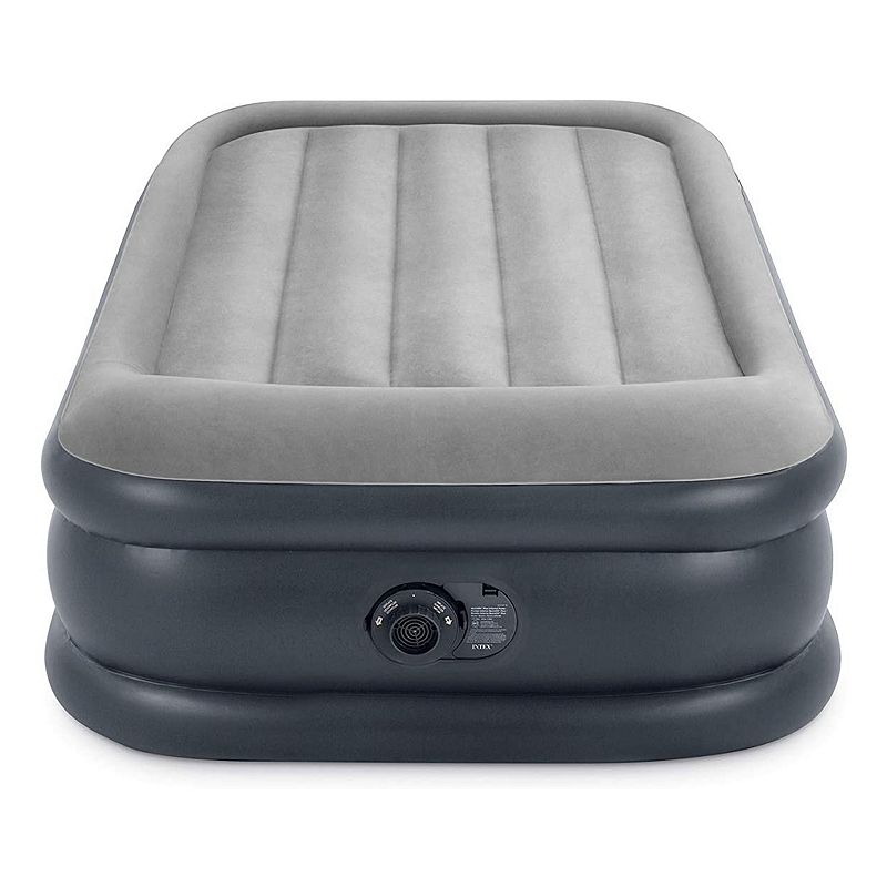 Intex Dura Beam Deluxe Pillow Raised Airbed Mattress with Built In Pump， Twin