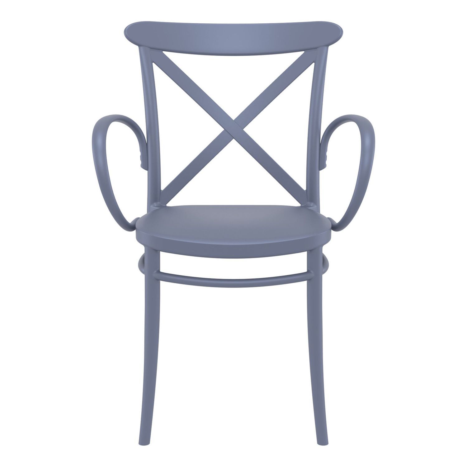 34.25 Gray Cross Stackable Patio XL Dining Armchair