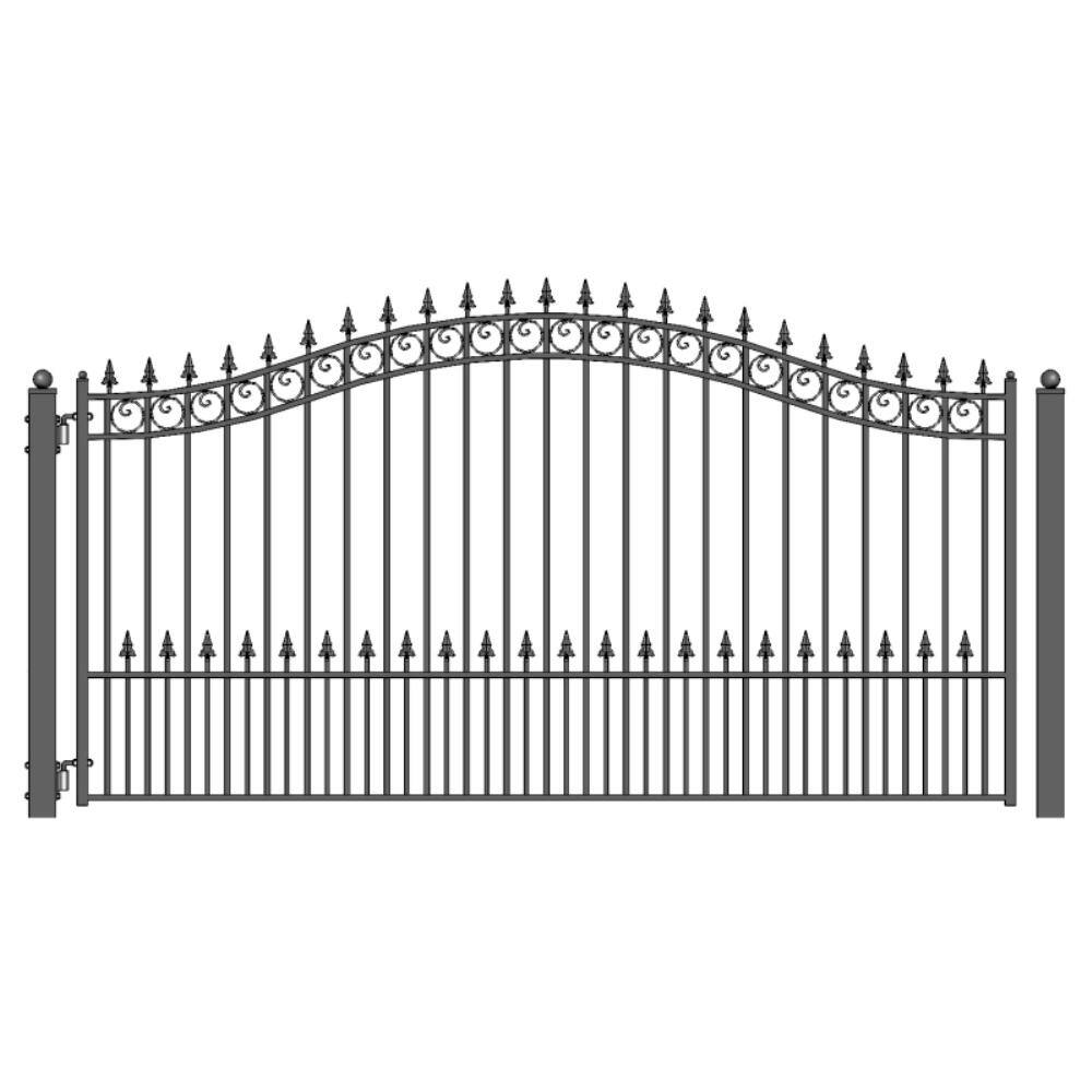 ALEKO Prague Style 14 ft. x 6 ft. Black Steel Single Swing Driveway Fence Gate DG14PRASSW-HD