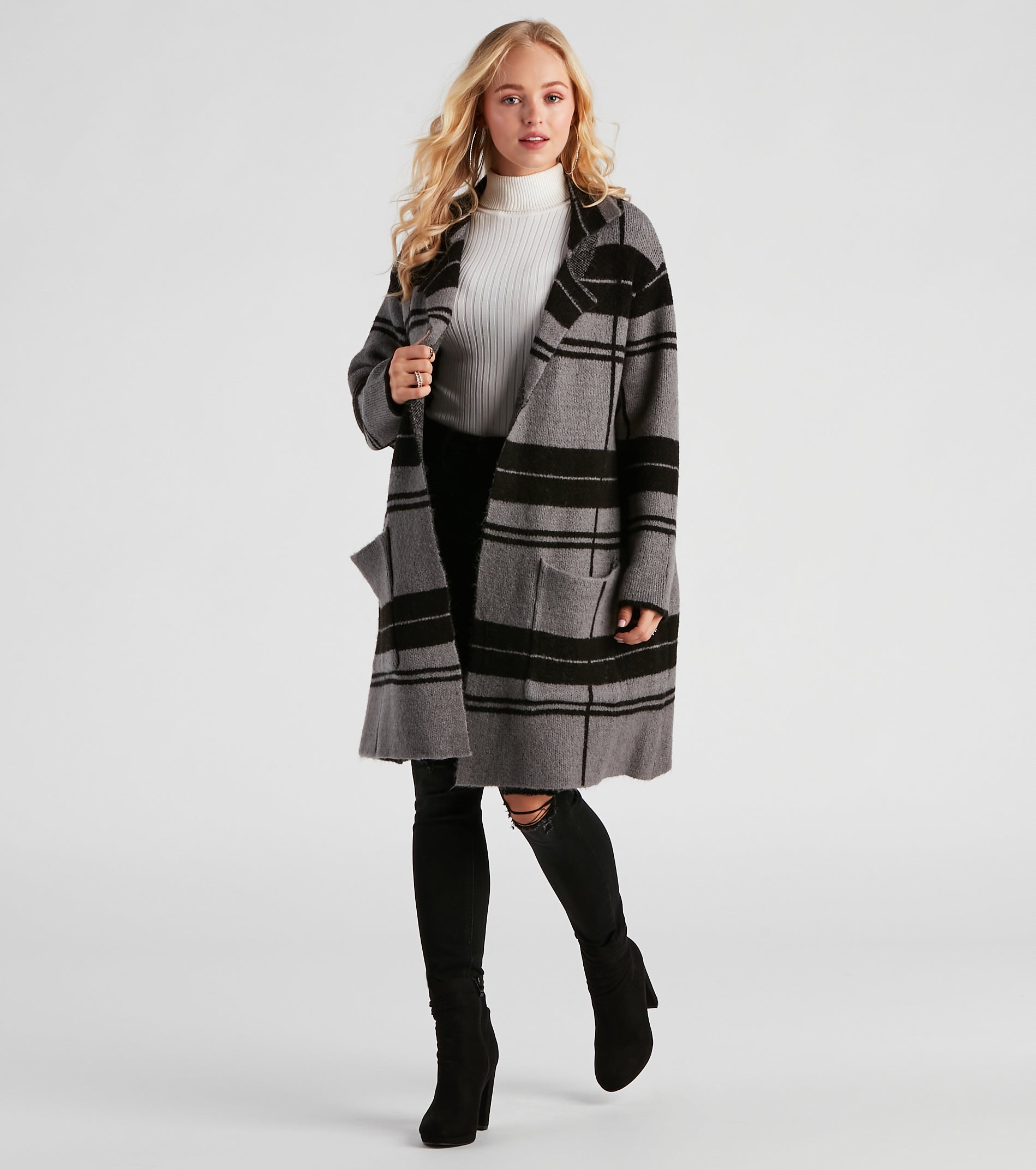 Comfort Zone Plaid Collared Duster