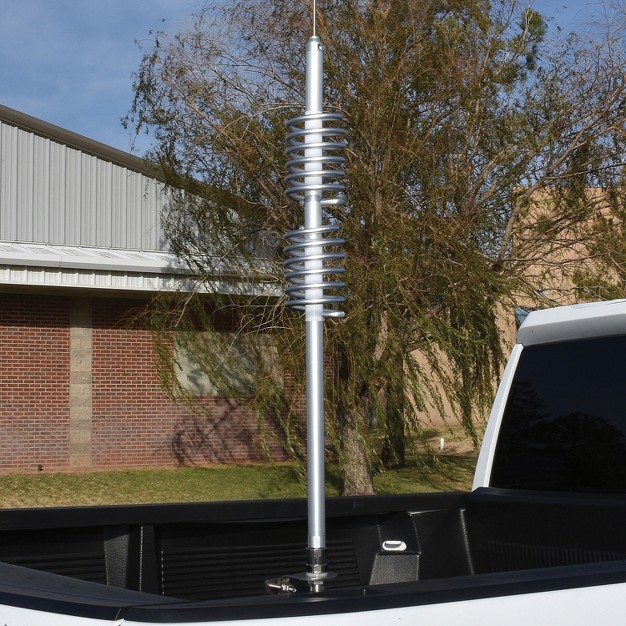 Tram 15 000 watt Tramcat Trucker Twin coil Aluminum Cb Antenna With 42 1 4 inch Stainless Steel Whip And 9 inch Shaft