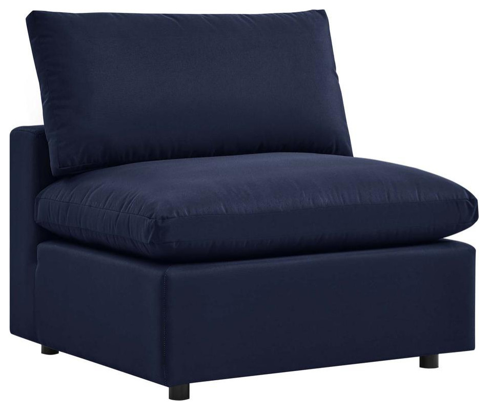 Commix Overstuffed Outdoor Patio Armless Chair   Navy EEI 4902 NAV   Contemporary   Outdoor Lounge Chairs   by ShopFreely  Houzz