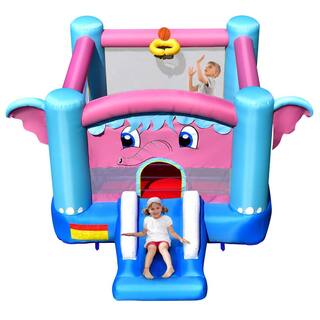 Gymax Inflatable Bounce House 3-in-1 Elephant Theme Inflatable Castle with 480-Watt Blower GYM09507