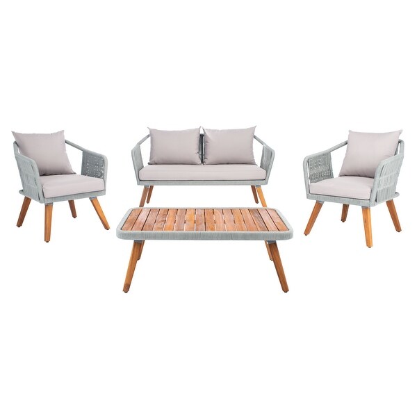 SAFAVIEH Outdoor Raldin Grey Rope 4Piece Patio Set