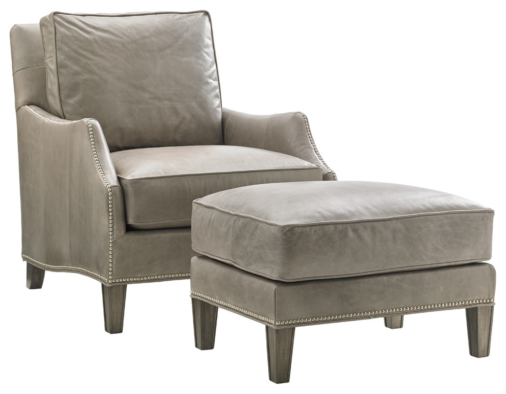 Ashton Leather Ottoman   Transitional   Footstools And Ottomans   by Lexington Home Brands  Houzz