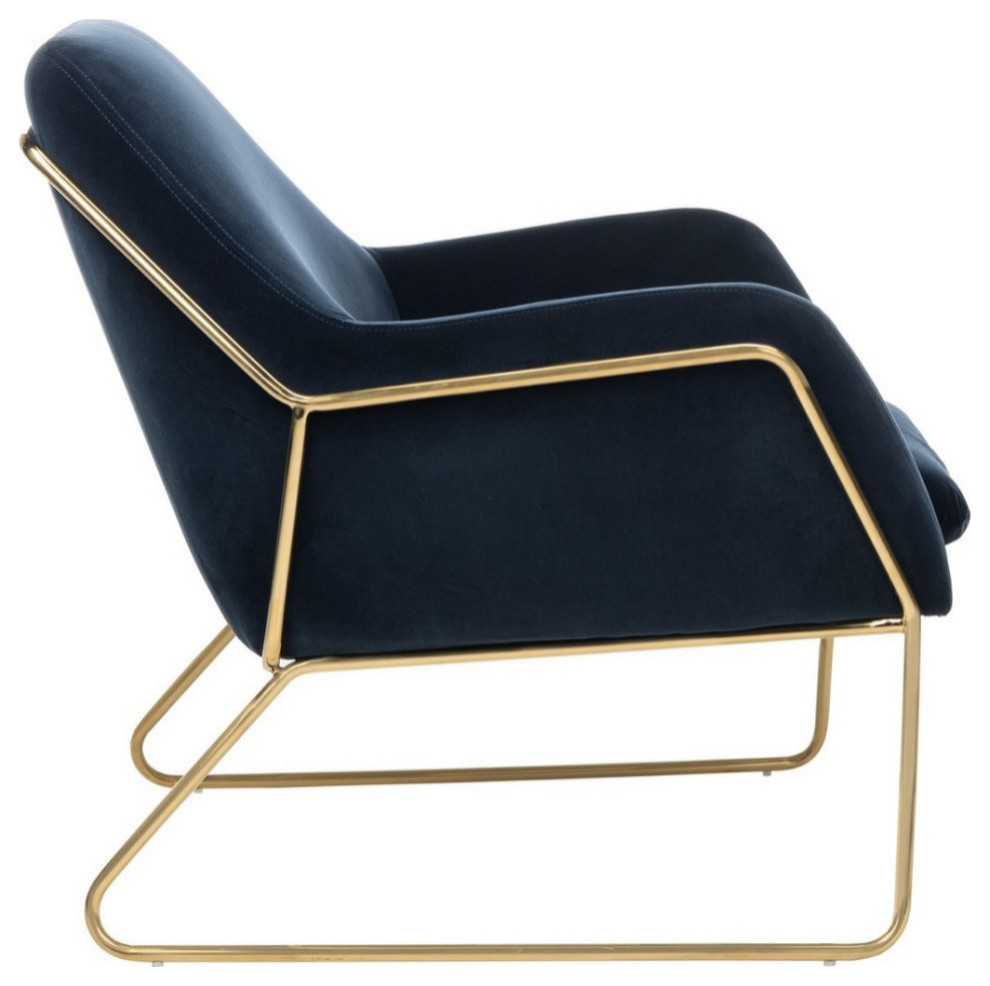 Chiara Metal Frame Accent Chair  Navy   Contemporary   Armchairs And Accent Chairs   by Rustic Home Furniture Deco  Houzz