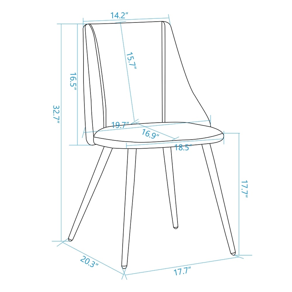 Upholstered 2 Pack Fabric Dining Chair High Back Accent Padded Chair Seat   17.7x20.3x32.7