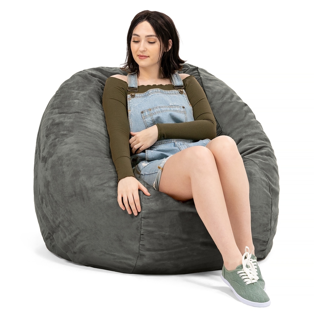 Jaxx 4 Foot Saxx Large Bean Bag Chair and Lounger for Teens and Adults   Microsuede