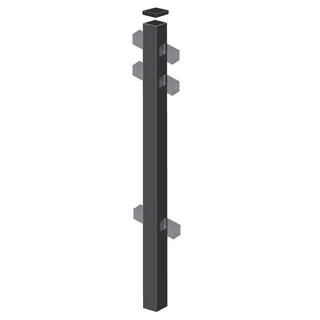 Barrette Outdoor Living CascadeNew Hope Standard-Duty 2 in. x 2 in. x 7-38 ft. Black Aluminum Fence Line Post 73008706