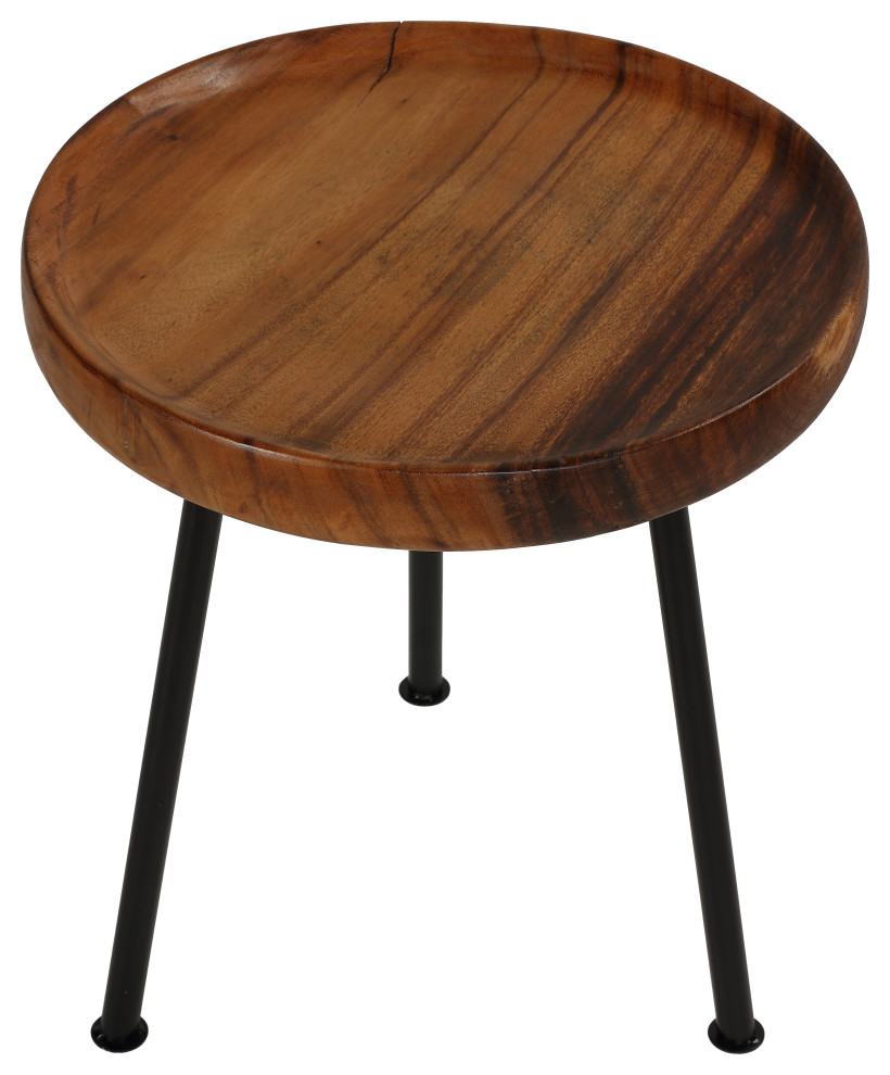 Bare Decor Kuzko Solid Teak Wood Small Side Table  15 quotRound   Industrial   Side Tables And End Tables   by CozyStreet  Houzz