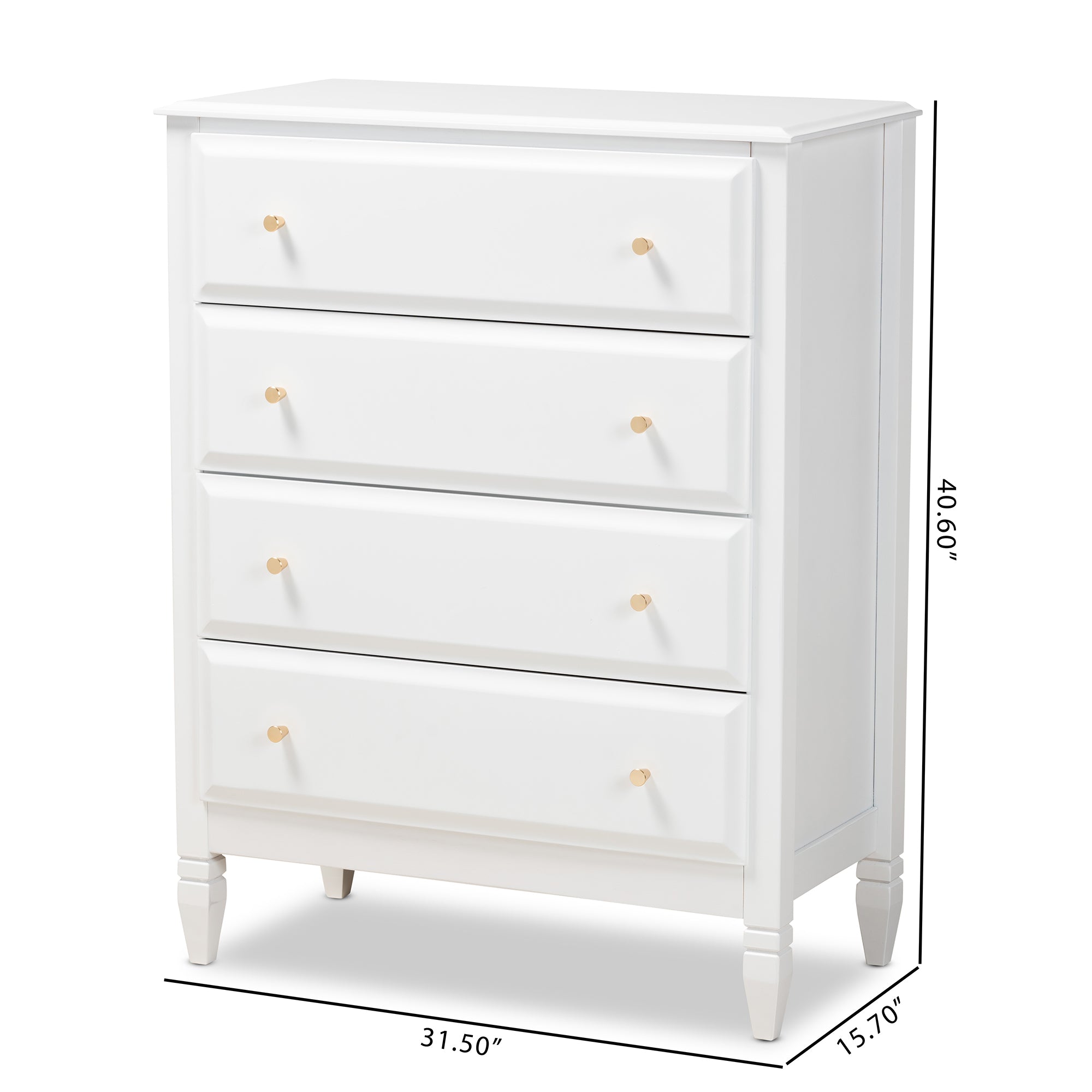 Baxton Studio Naomi Classic and Transitional White Finished Wood 4-Drawer Bedroom Chest