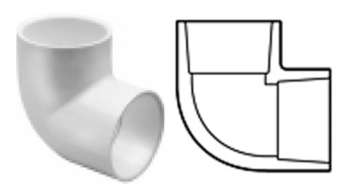 PVC Fittings 406060 Sch. 40 PVC Elbow 6 in. Slip