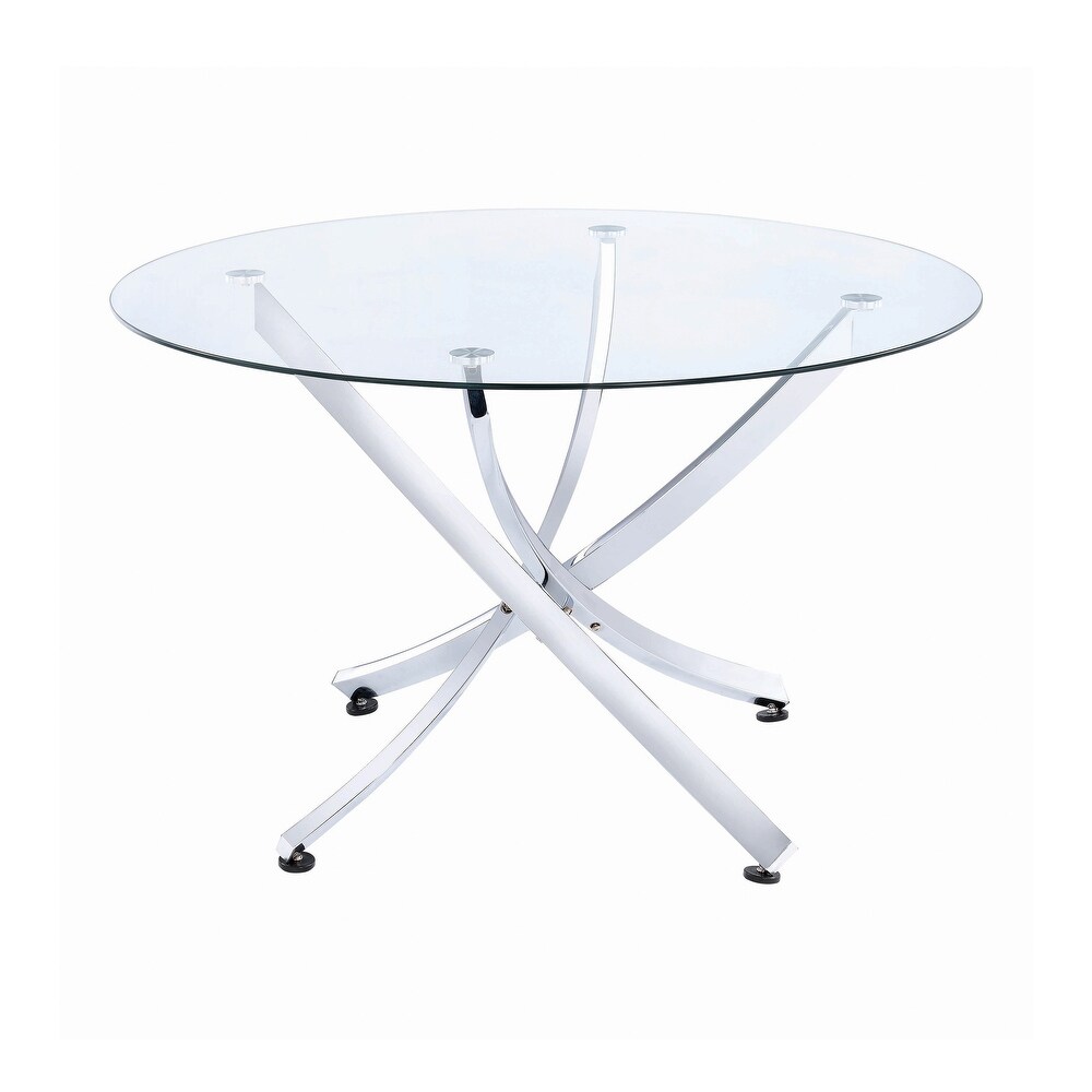 Compson White and Chrome 5 piece Round Dining Set