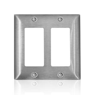 Leviton Stainless Steel 2-Gang DecoratorRocker Wall Plate (1-Pack) R50-SL262-000