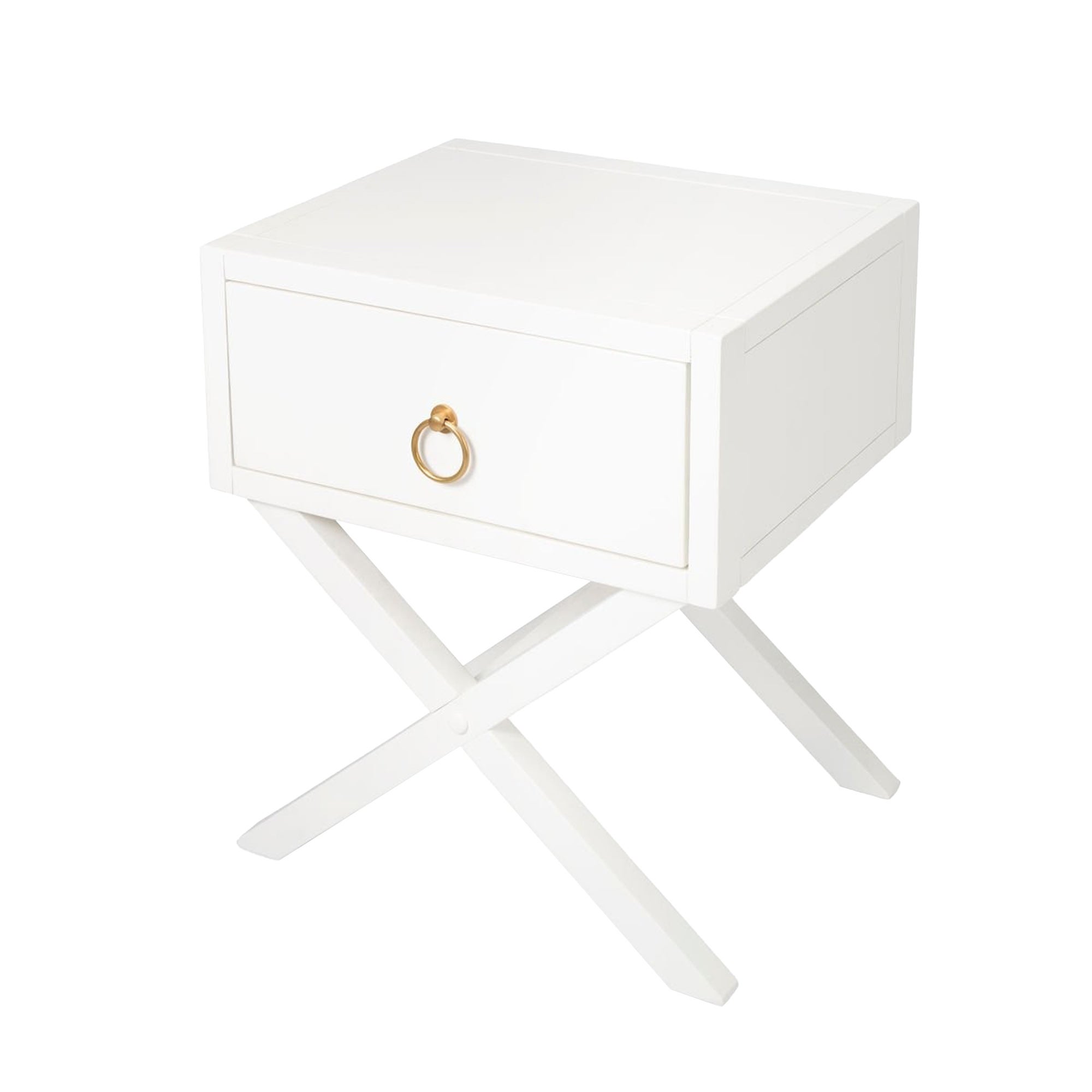 Offex Lark White Transitional Rectangular End Table w/ Storage Drawer - 16