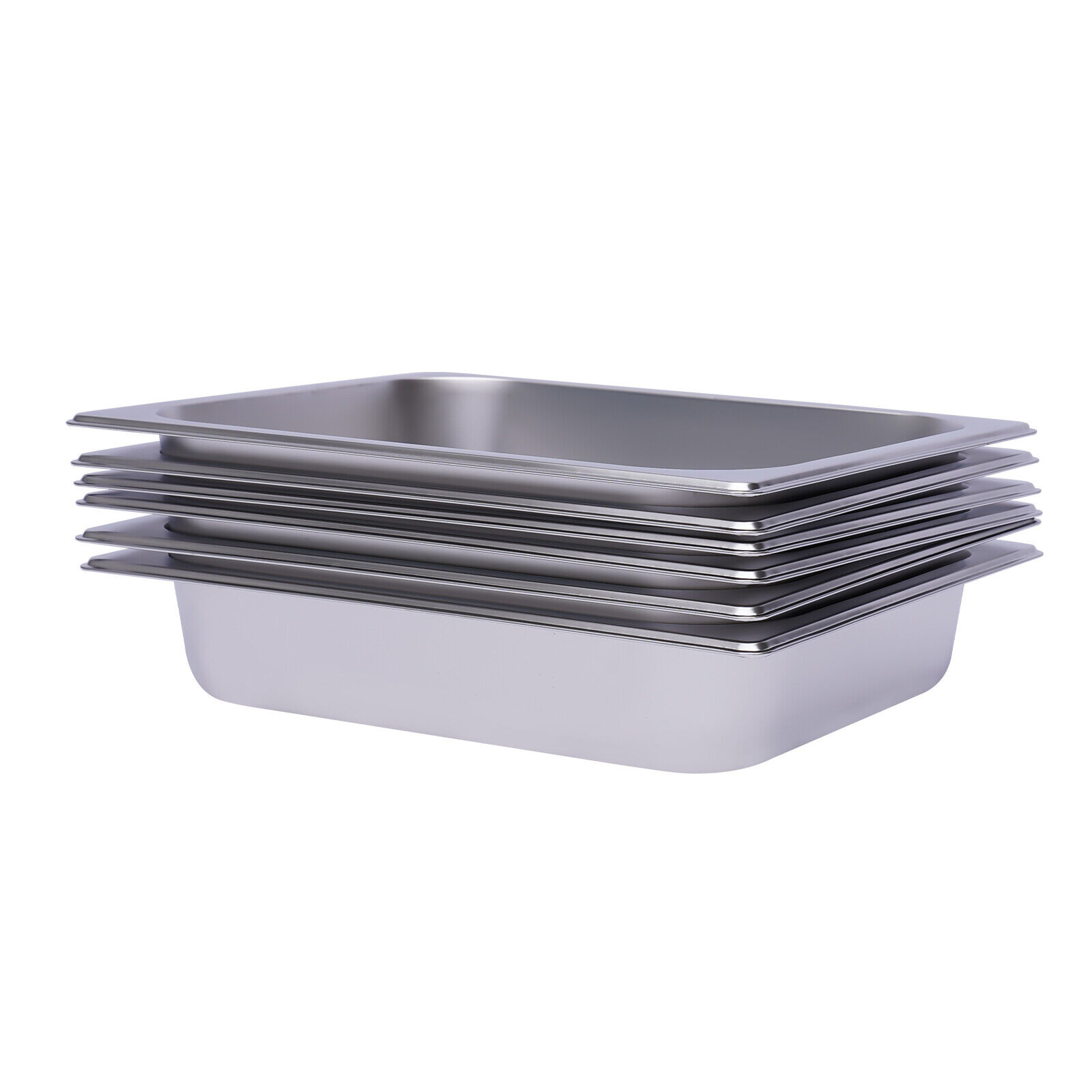 Miumaeov 6Pcs 2.36inch Deep Steam Table Pans 1/2 Size Restaurant Stainless Steel Steam Table Chafing Pans for Hotel Buffet 12.99x10.24x2.36inch