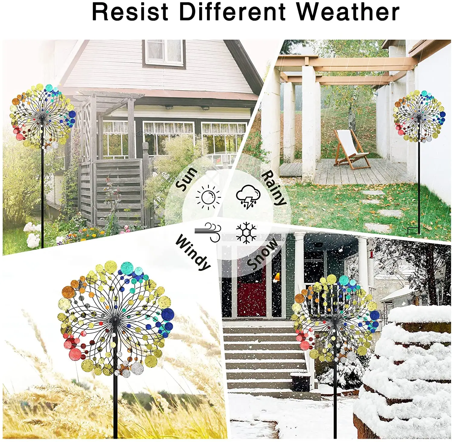 Wholesale Garden Supplies Multi Color Windmill Wind Sculptures Spinners Metal Wind Spinner