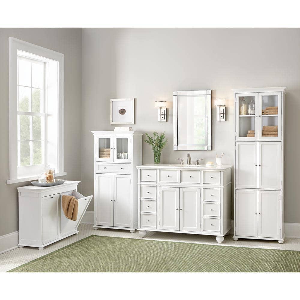 Home Decorators Collection Hampton Harbor 44 in W x 22 in D Bath Vanity in White with Natural Marble Vanity Top in White