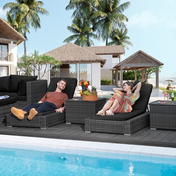 Nicesoul 11 Pieces Patio Furniture Set Outdoor Sectional Sofa with Firepit Table