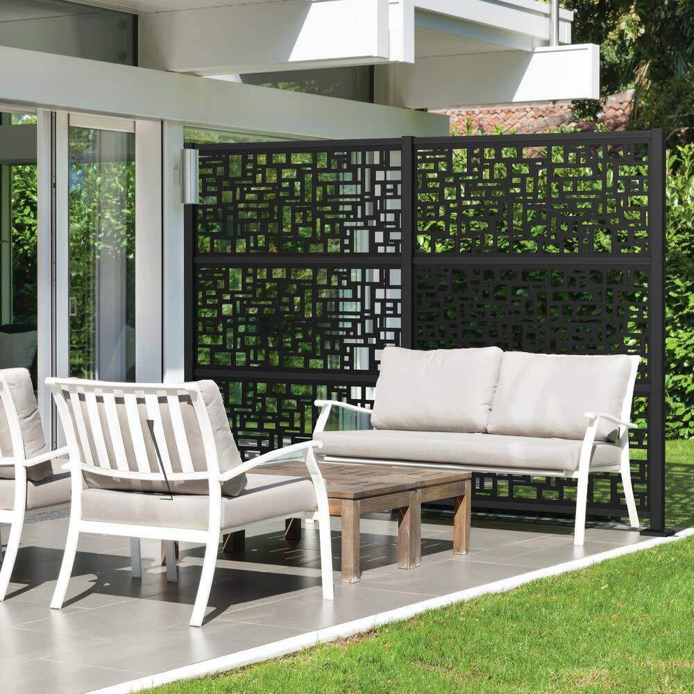 Barrette Outdoor Living 2 ft. x 4 ft. Slate Black Polypropylene Decorative Screen Panel 73050082