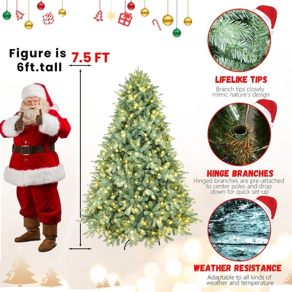 4ft9ft Blue PE/PVC Mixed Prelit Christmas Tree with Warm White LED Lights